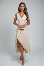 Elena | Elegant Midi Dress with V-Neck